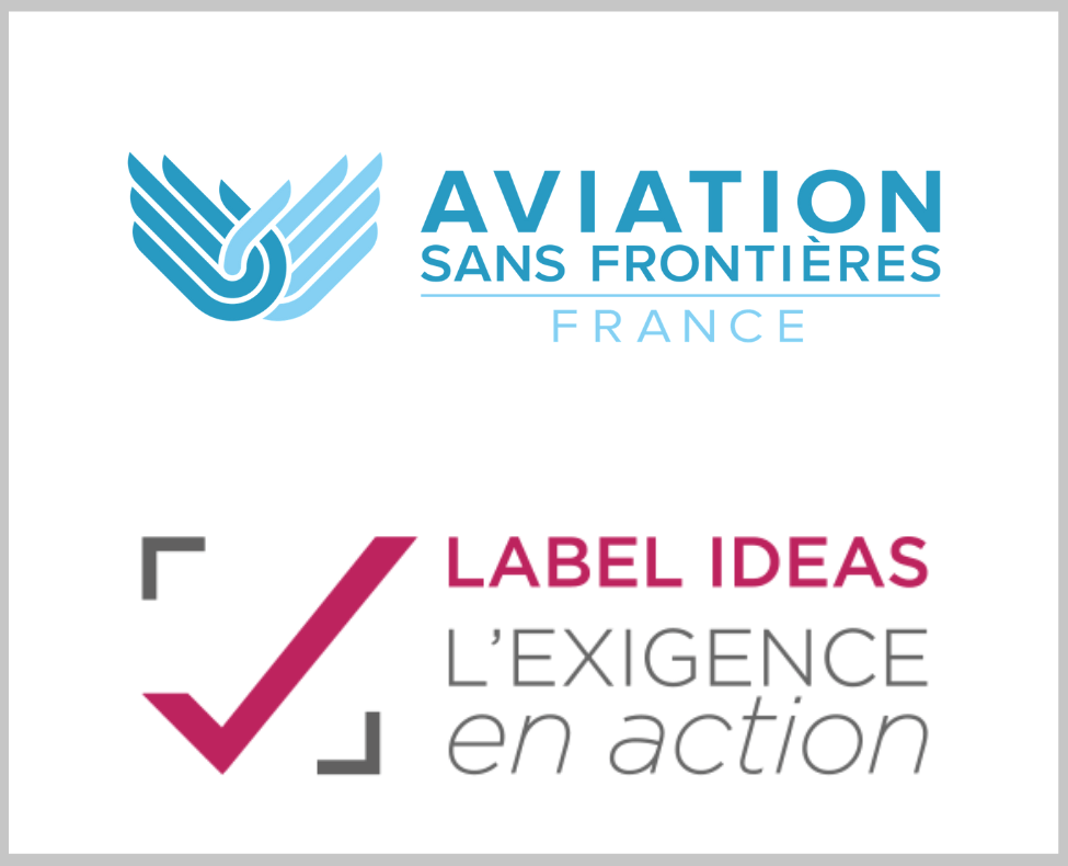 Logo Aviation Sans Frontieres et logo Label IDEAS